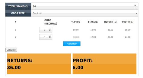 ace odds calculator dutching